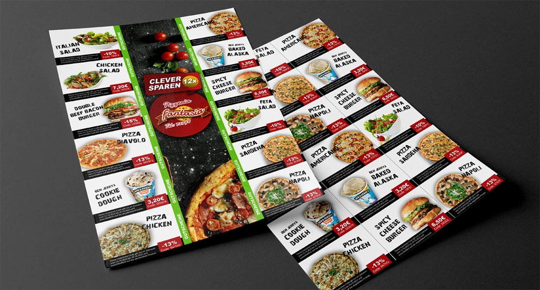 DIN-A4-Coupon-Bogen mit perforierten Rabatt-Coupons