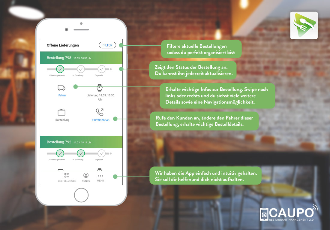 eCaupo Driver App: Bestellungen für deine Fahrer